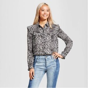 Who What Wear Monochrome Snake Print Blouse